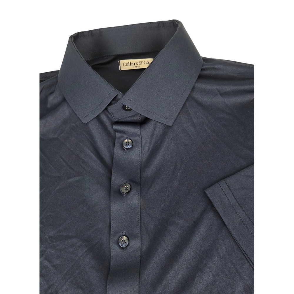 Collars and Co Semi-Spread Collar Short Sleeve Polo Navy Large